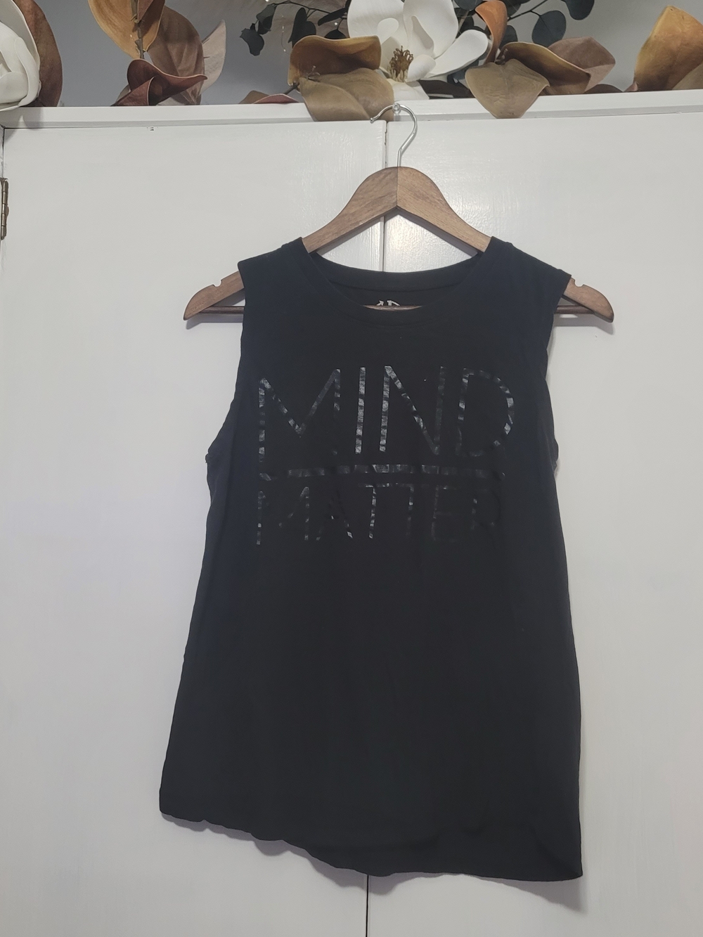 Recycled Karma Black Logo Tee with Distressed White Print